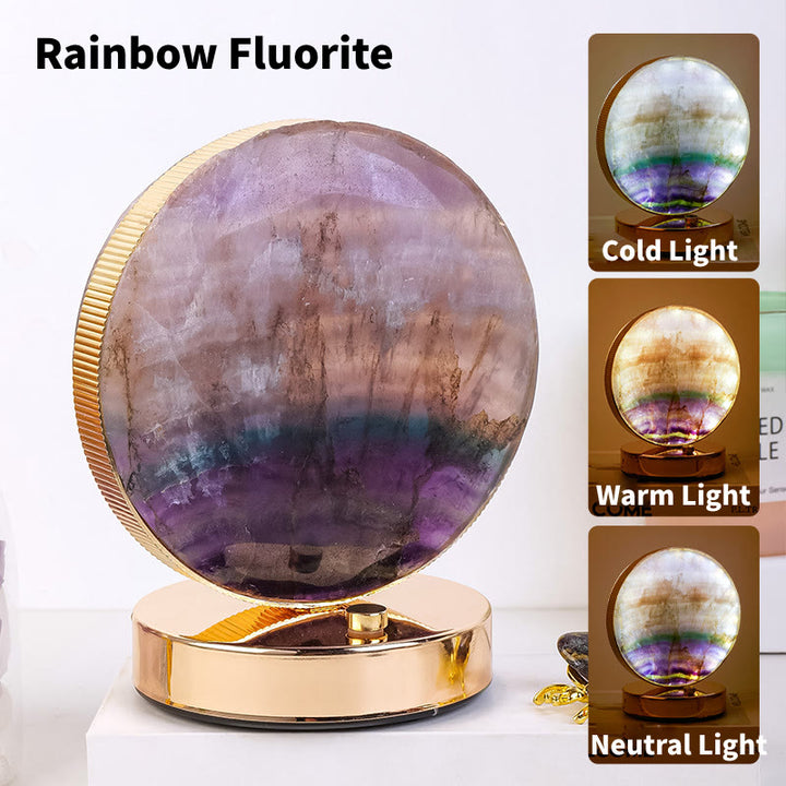 Lampe de table en pierre de cristal naturel Olivenorma, décoration en pierres précieuses 