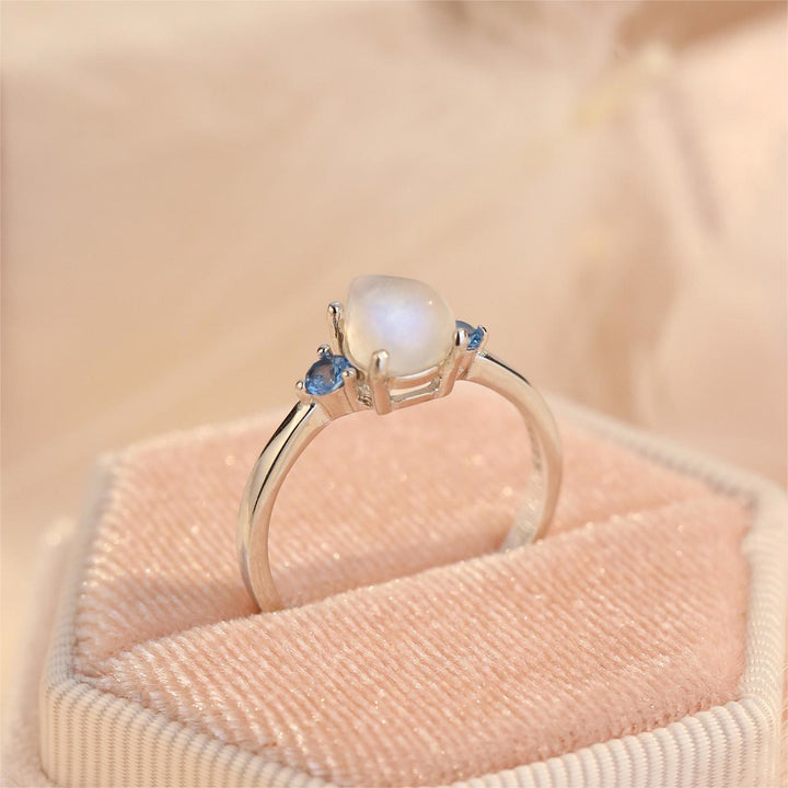 Bague en argent sterling S925 avec topaze bleue et pierre de lune Olivenorma