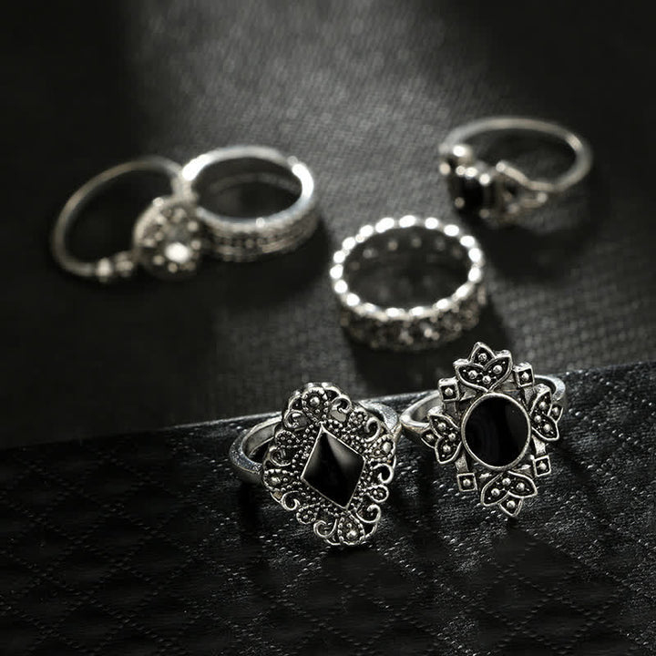 Ensemble de bagues Olivenorma Vintage Obsidian 15 pièces