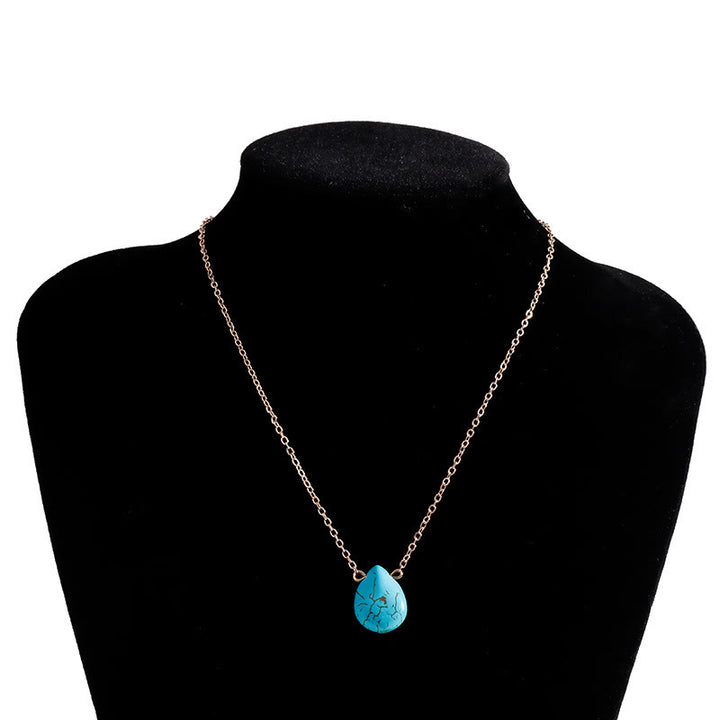Collier simple avec pendentif en forme de goutte turquoise Olivenorma 