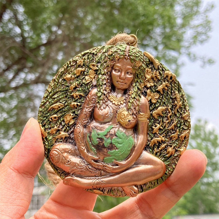 Statue Olivenorma de la déesse Gaia Pendentifs en résine Décoration murale