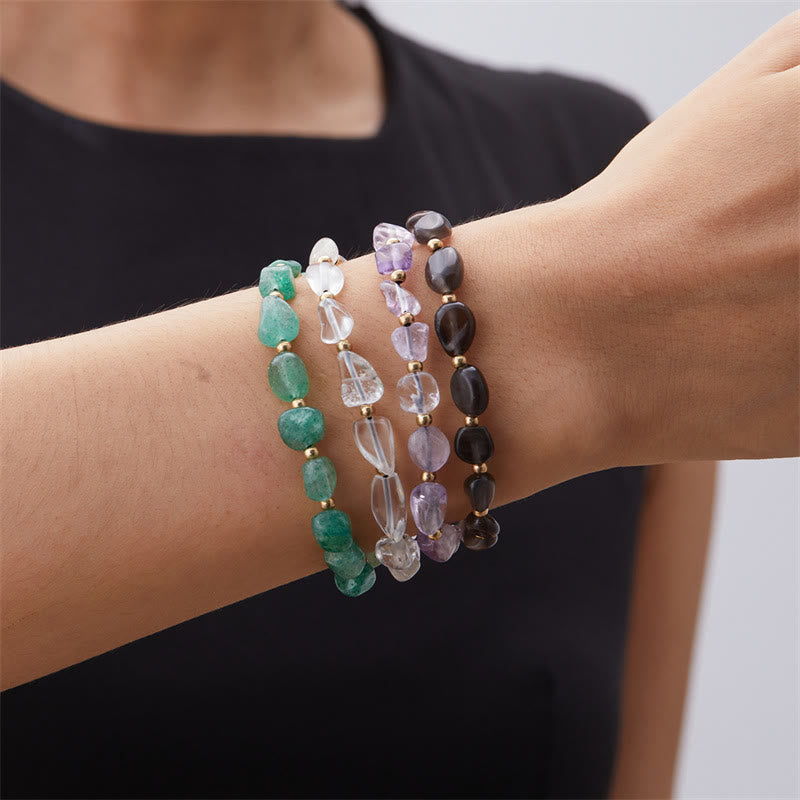 Bracelet tissé à la main en perles de pierre irrégulières naturelles Olivenorma 