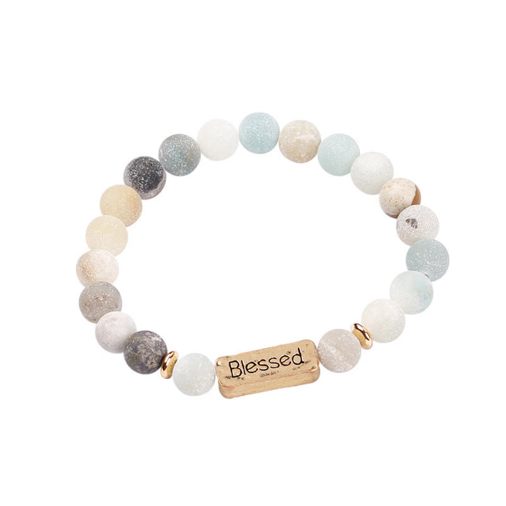 Bracelet gravé béni en pierres précieuses naturelles Olivenorma