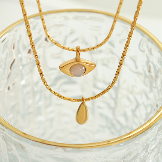 Collier double couche avec pendentif en opalite contre le mauvais œilnorma Olivenorma 