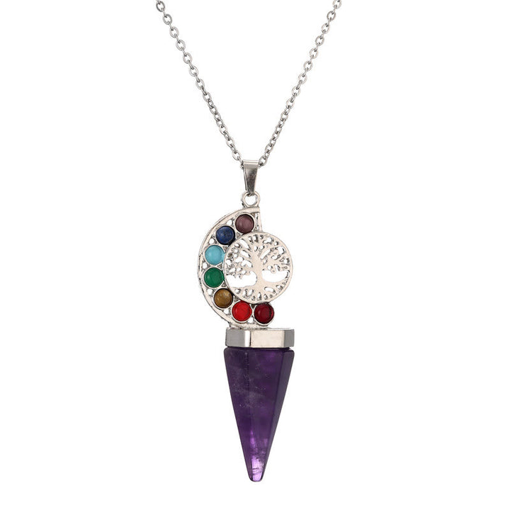 Collier avec pendentif arbre de vie en cristal hexagonal Olivenorma