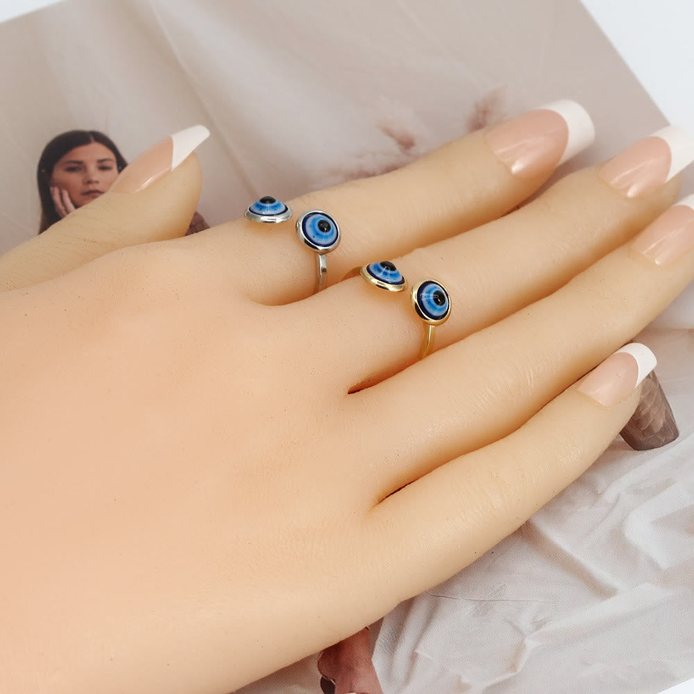 Bague Olivenorma en plaqué or avec zircon blanc et mauvais œil pour femme