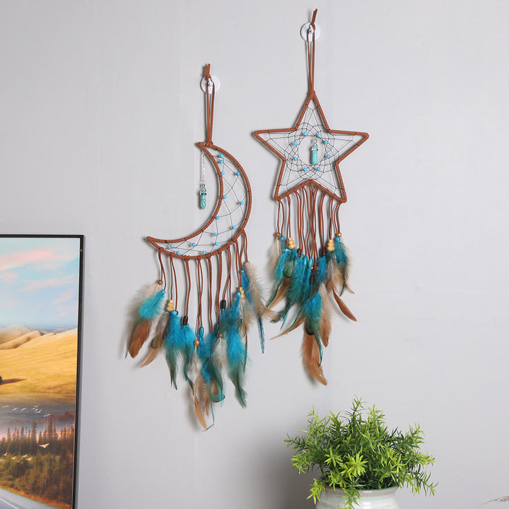 Pendentif Olivenorma Turquoise Attrape-rêves Plume Bleu Marron 