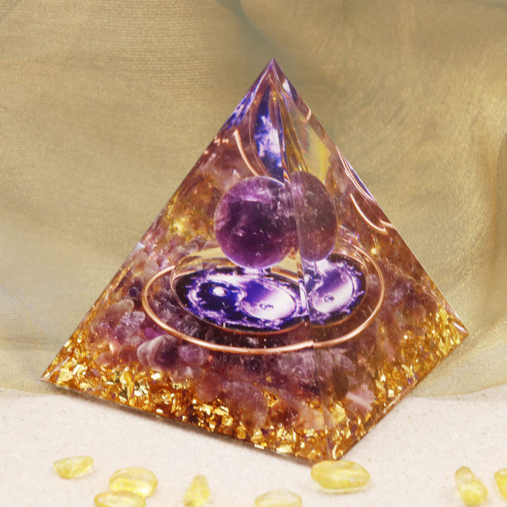 Pyramide d'orgone de guérison en améthyste Olivenorma