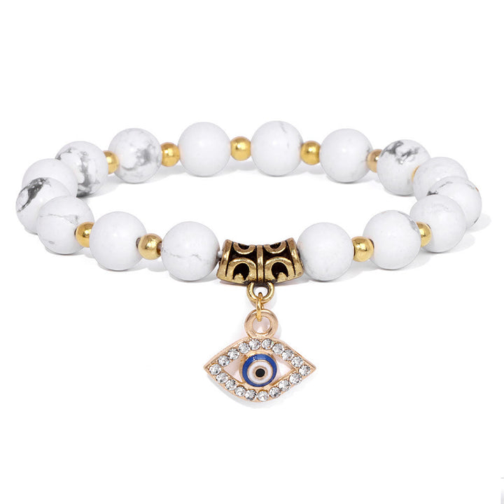 Bracelet pendentif mauvais œil en perles de pierre naturelle Olivenorma
