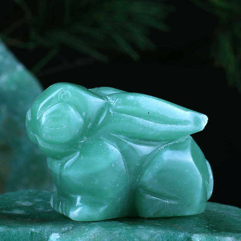 Décoration en pierre précieuse sculptée en forme de lapin avec 12 signes du zodiaque en cristal Olivenorma 