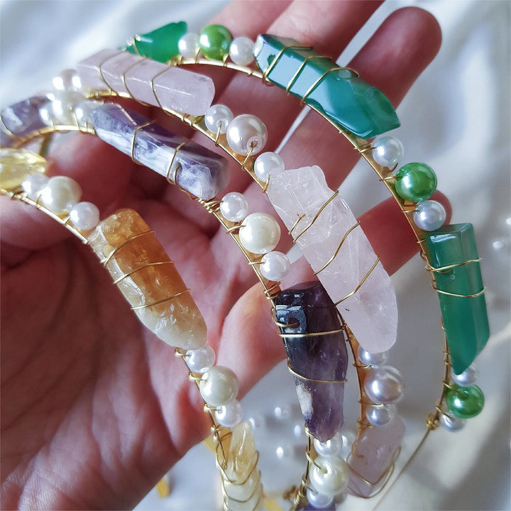 Couronne en cristal de perle et améthyste citrine Olivenorma 