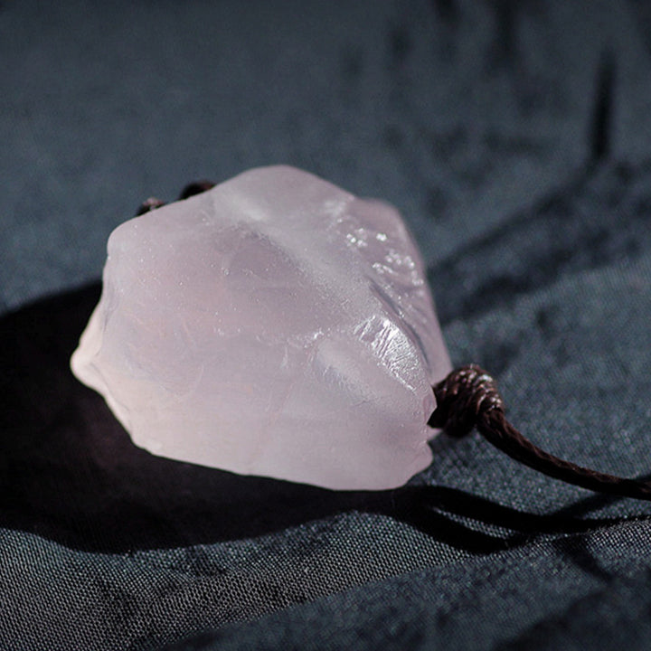 Collier en pierre précieuse de quartz rose naturel