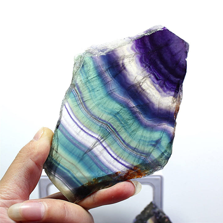 Décoration en pierres précieuses naturelles de fluorite arc-en-ciel brute Olivenorma