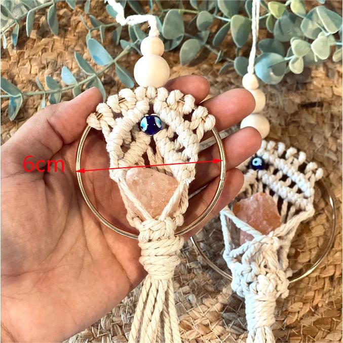 Pendentif de voiture tissé en quartz rose contre le mauvais œil Olivenorma