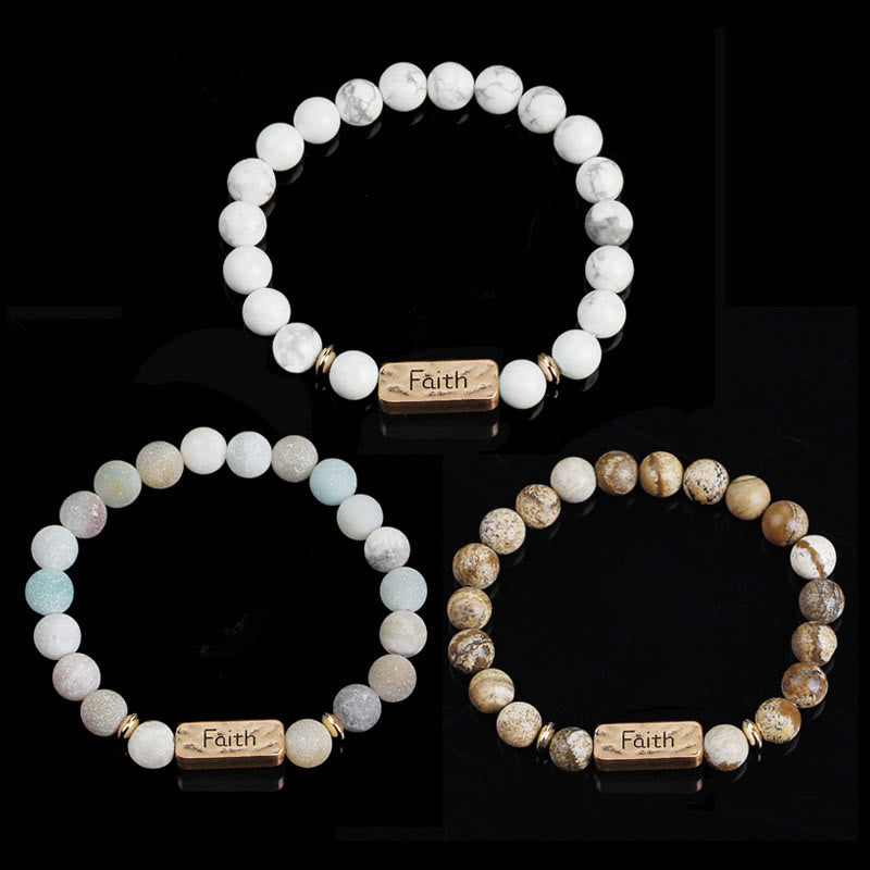 Bracelet gravé Active Faith en pierres précieuses naturelles Olivenorma