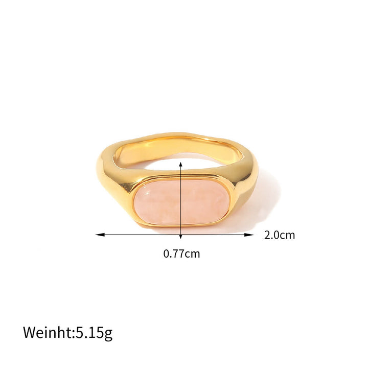Bague en pierre naturelle ovale couleur or Olivenorma