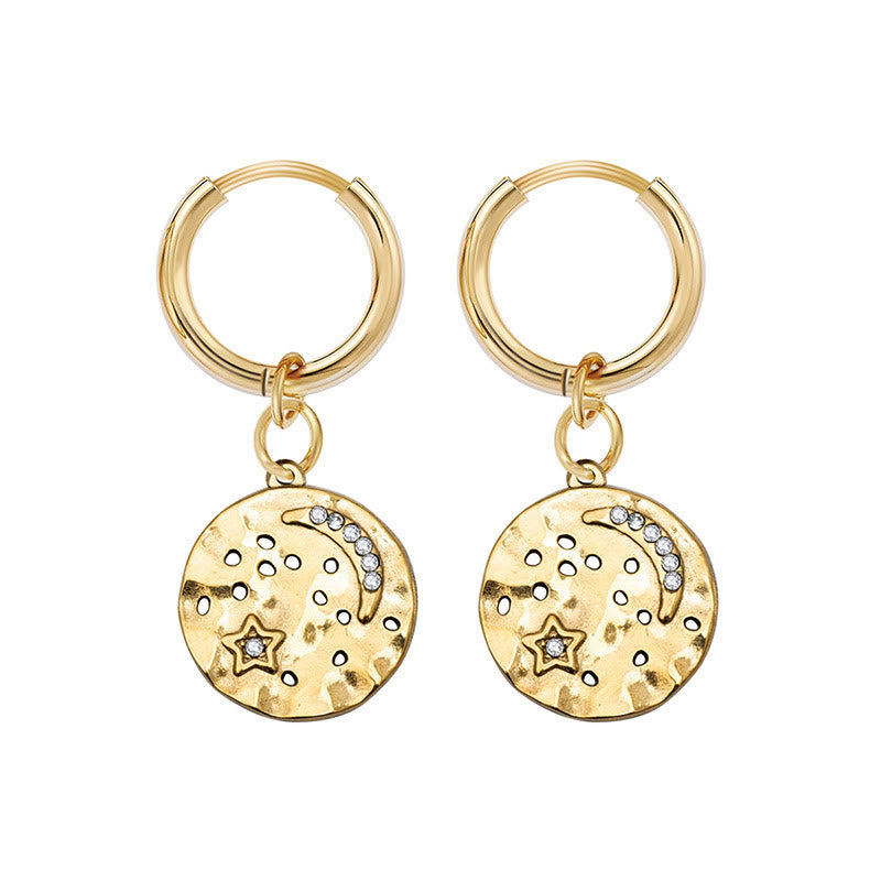 Boucles d'oreilles pendantes en turquoise blanche naturelle Olivenorma Soleil Lune Étoile