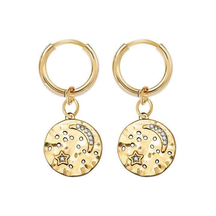 Boucles d'oreilles pendantes en turquoise blanche naturelle Olivenorma Soleil Lune Étoile