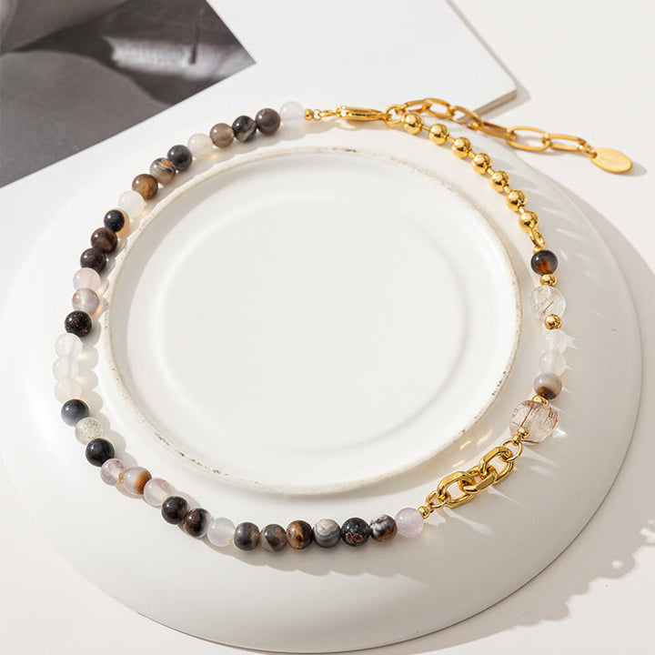 Collier de clavicule en perles de pierre semi-précieuse naturelle Olivenorma 