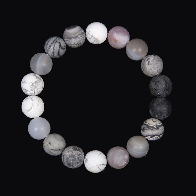 Bracelet planète en perles naturelles givrées de 10 mm Olivenorma 