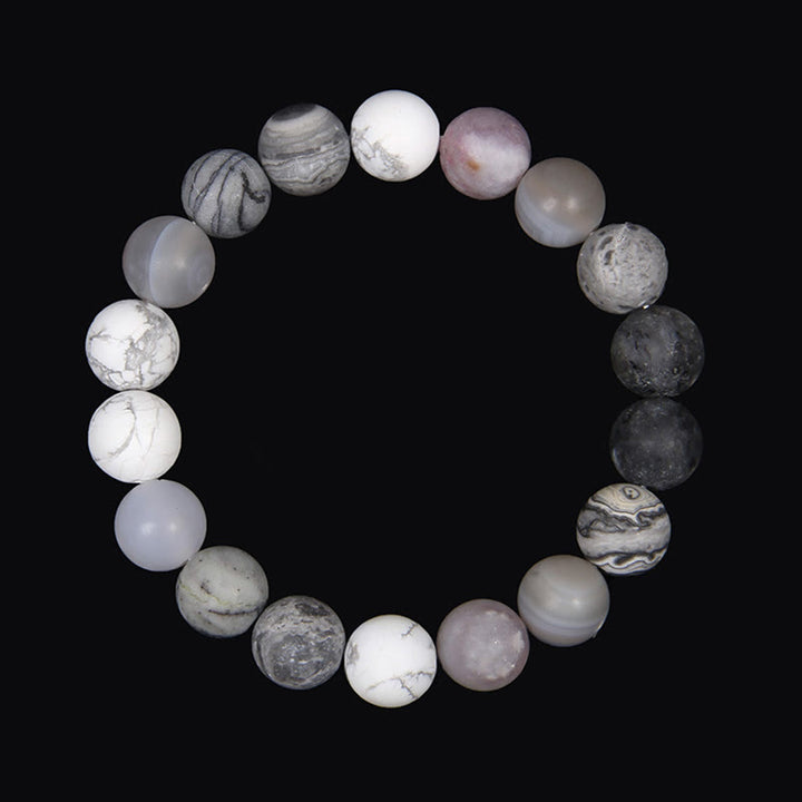 Bracelet planète en perles naturelles givrées de 10 mm Olivenorma 