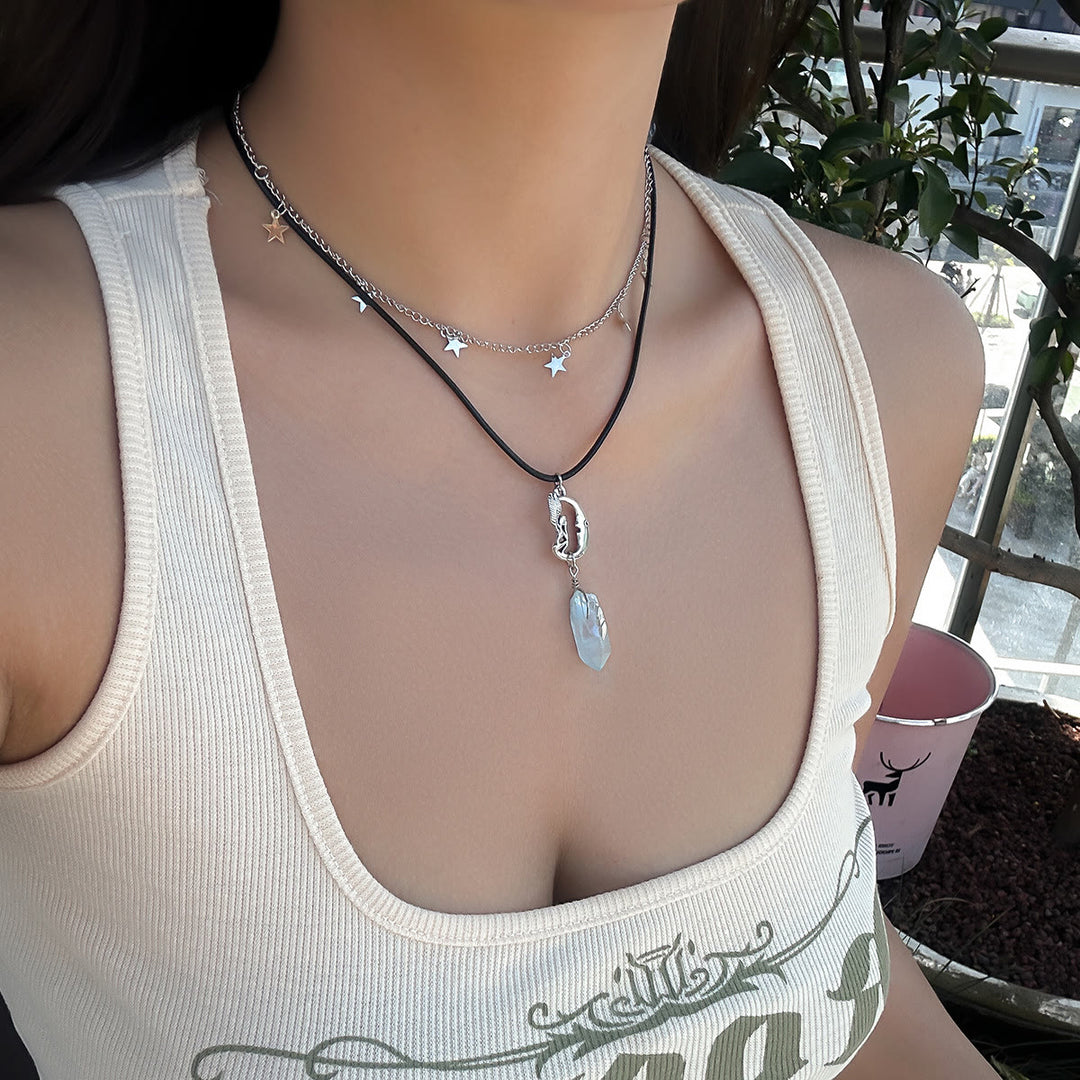 Ensemble de colliers avec pendentif en pierre naturelle Arbre de vie et mauvais œil Olivenorma 