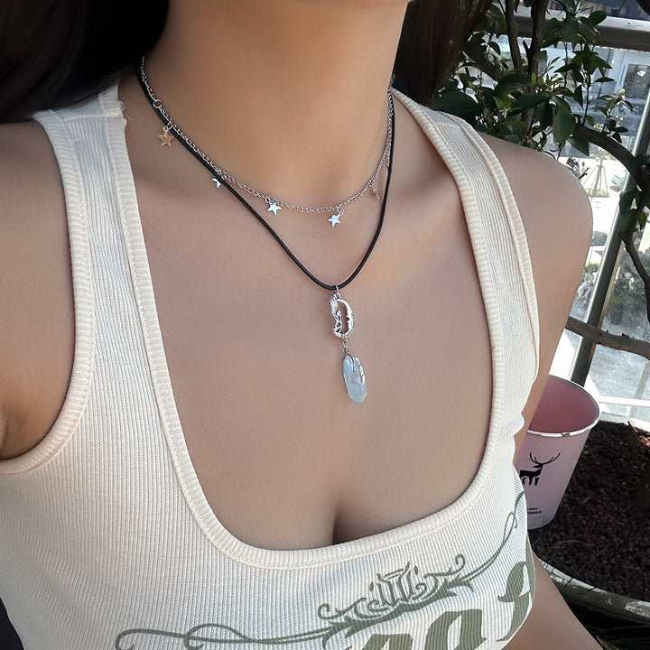 Ensemble de colliers avec pendentif en pierre naturelle Arbre de vie et mauvais œil Olivenorma 