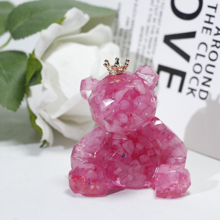 Ornement en résine de gravier de cristal Olivenorma en forme d'ours en pierre précieuse