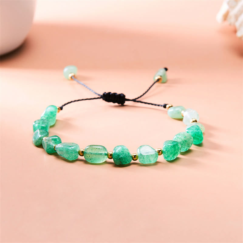 Bracelet tissé à la main en perles de pierre irrégulières naturelles Olivenorma 