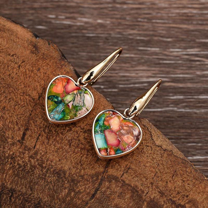 Boucles d'oreilles pendantes en forme de cœur en turquoise huître Olivenorma