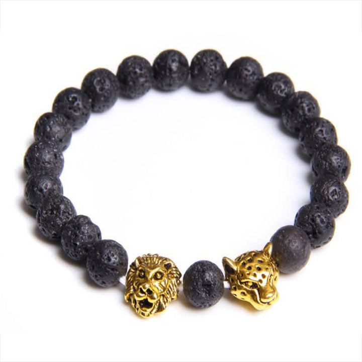 Bracelet de perles en œil de tigre et panthère de lion Olivenorma 