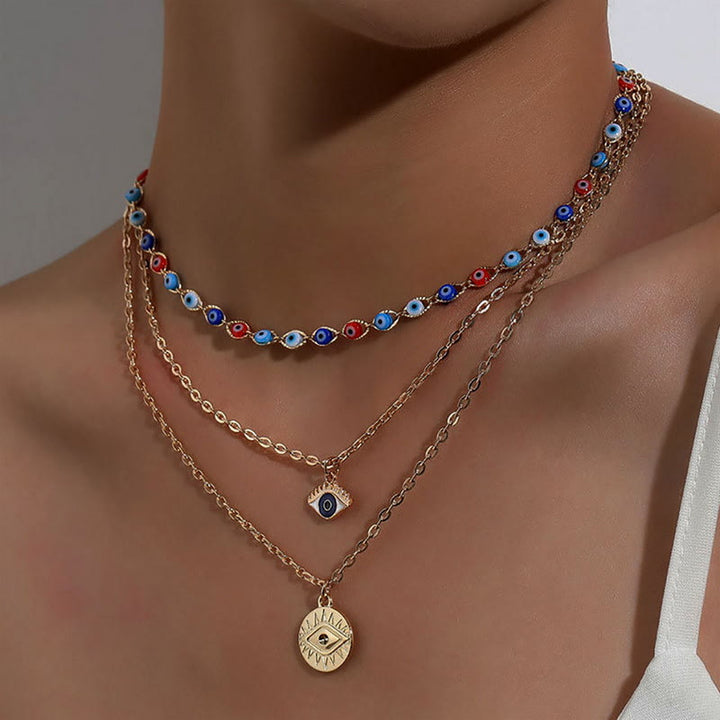 Collier multicouches en époxy contre le mauvais œil Olivenorma