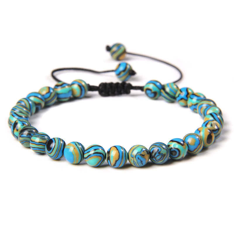 Bracelet tressé en perles de pierre naturelle de 6 mm Olivenorma