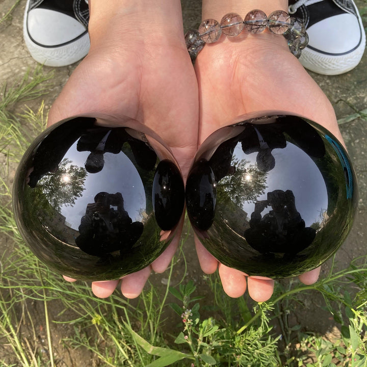 Décoration de sphère en cristal d'obsidienne Olivenorma