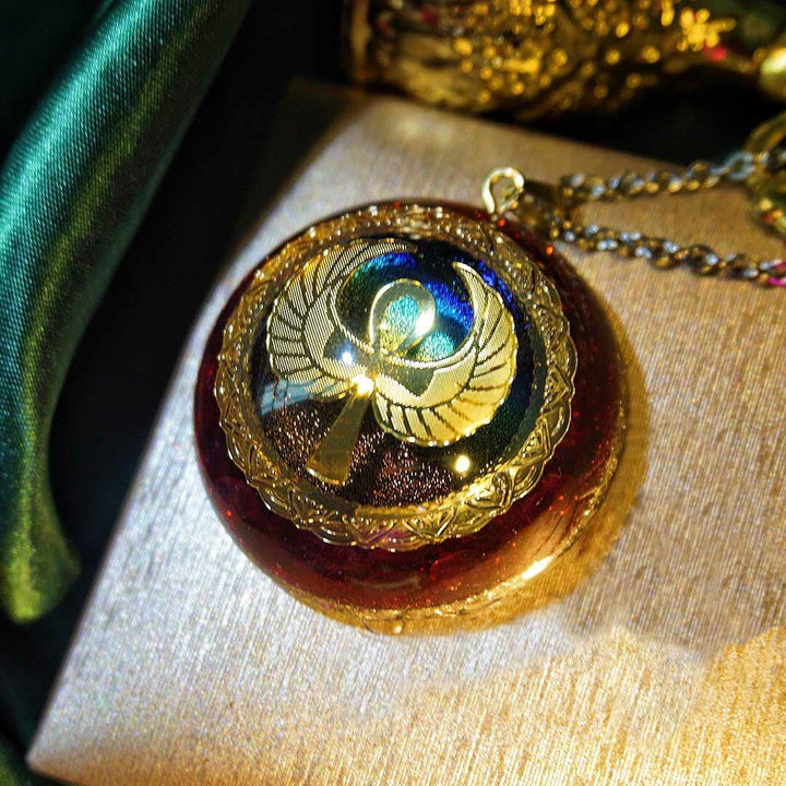 Collier Clé de Vie Olivenorma Grenat Lapis Lazuli Aigue-Marine 
