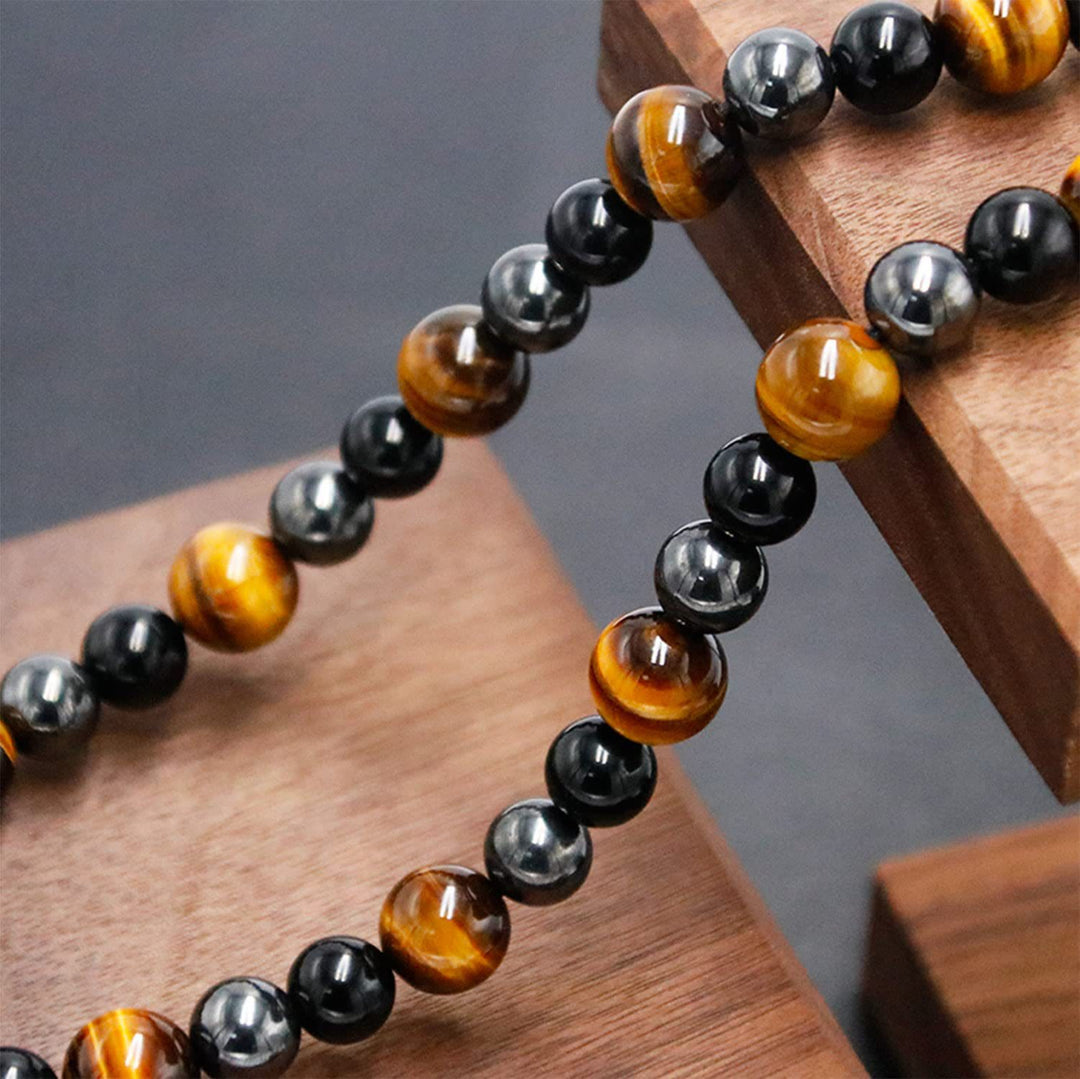 Collier de perles en hématite et obsidienne en cristal de guérison Olivenorma