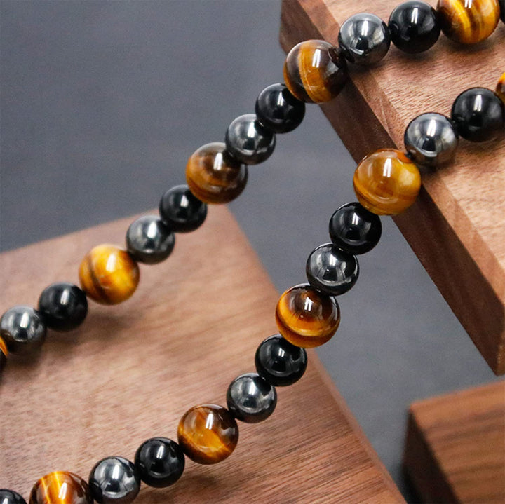 Collier de perles en hématite et obsidienne en cristal de guérison Olivenorma