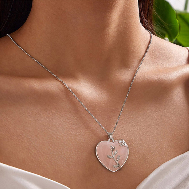 Collier en pierres précieuses en forme de rose en forme de cœur Olivenorma