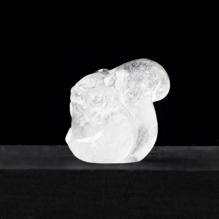 Ornement de sculpture d'écureuil en cristal naturel Olivenorma Décoration en pierres précieuses