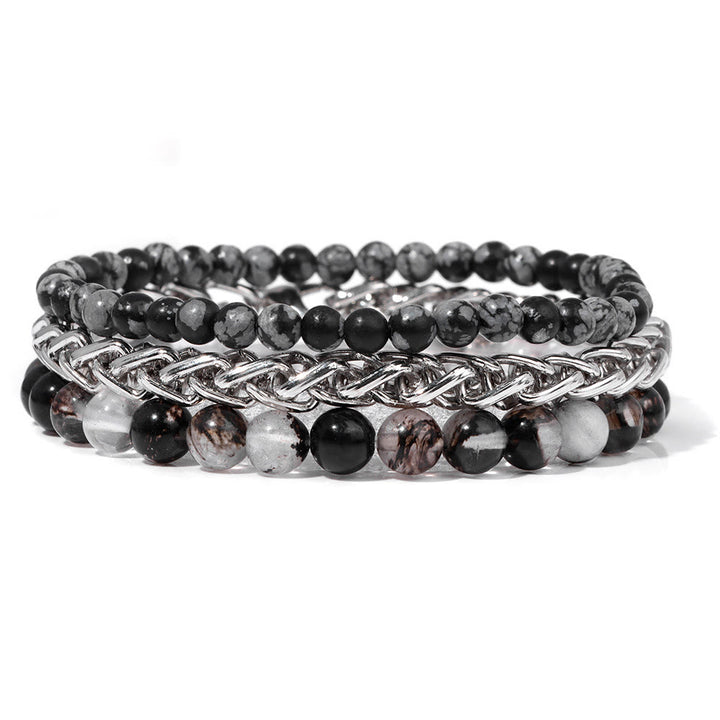 Ensemble de bracelets rétro en pierre rose Olivenorma « Paix et calme »