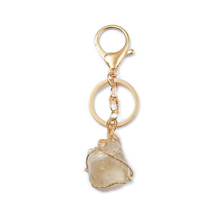 Porte-clés pendentif en pierre précieuse en cristal brut Olivenorma