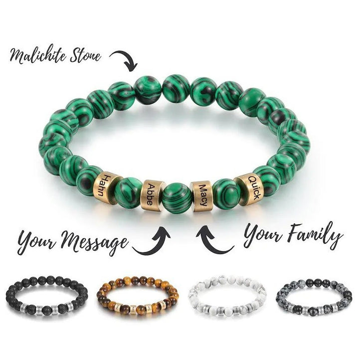 Bracelet homme en perles personnalisées gravées sur pierre naturelle Olivenorma - image 33