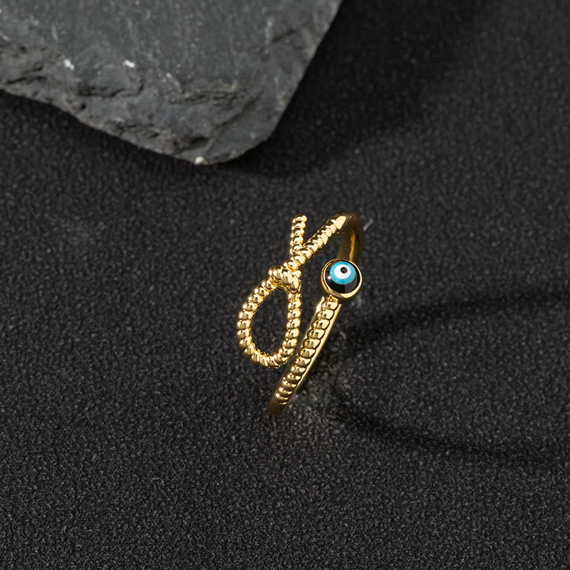 Bague ajustable Olivenorma en zircon blanc avec mauvais œil