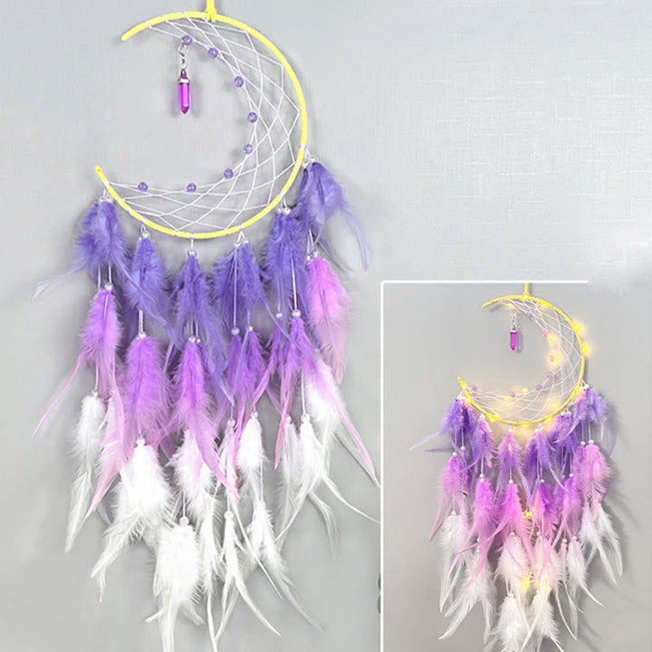 Attrape-rêves pendentif lune avec topaze bleue Olivenorma