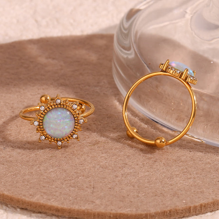 Bague ajustable en forme de cœur avec opale naturelle Olivenorma