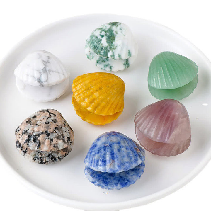 Décoration en pierre précieuse sculptée en coquillages d'agate en cristal naturel Olivenorma