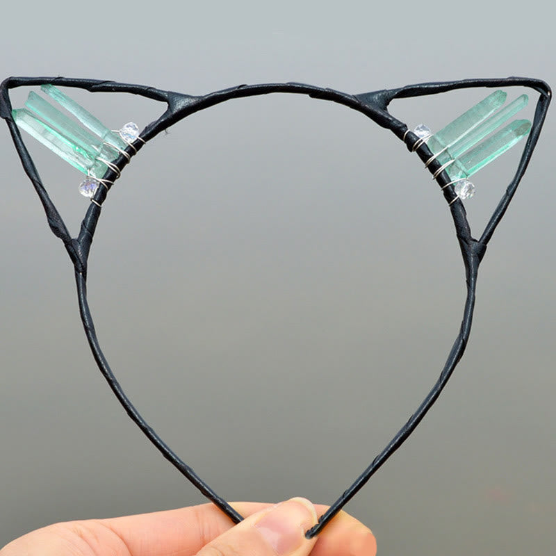 Serre-tête avec oreilles de chat en cristal électrolytique Olivenorma