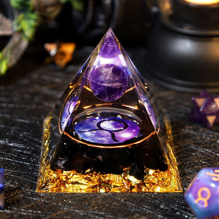Boule d'améthyste Olivenorma Gravier d'obsidienne Pyramide d'orgone du zodiaque Taureau 