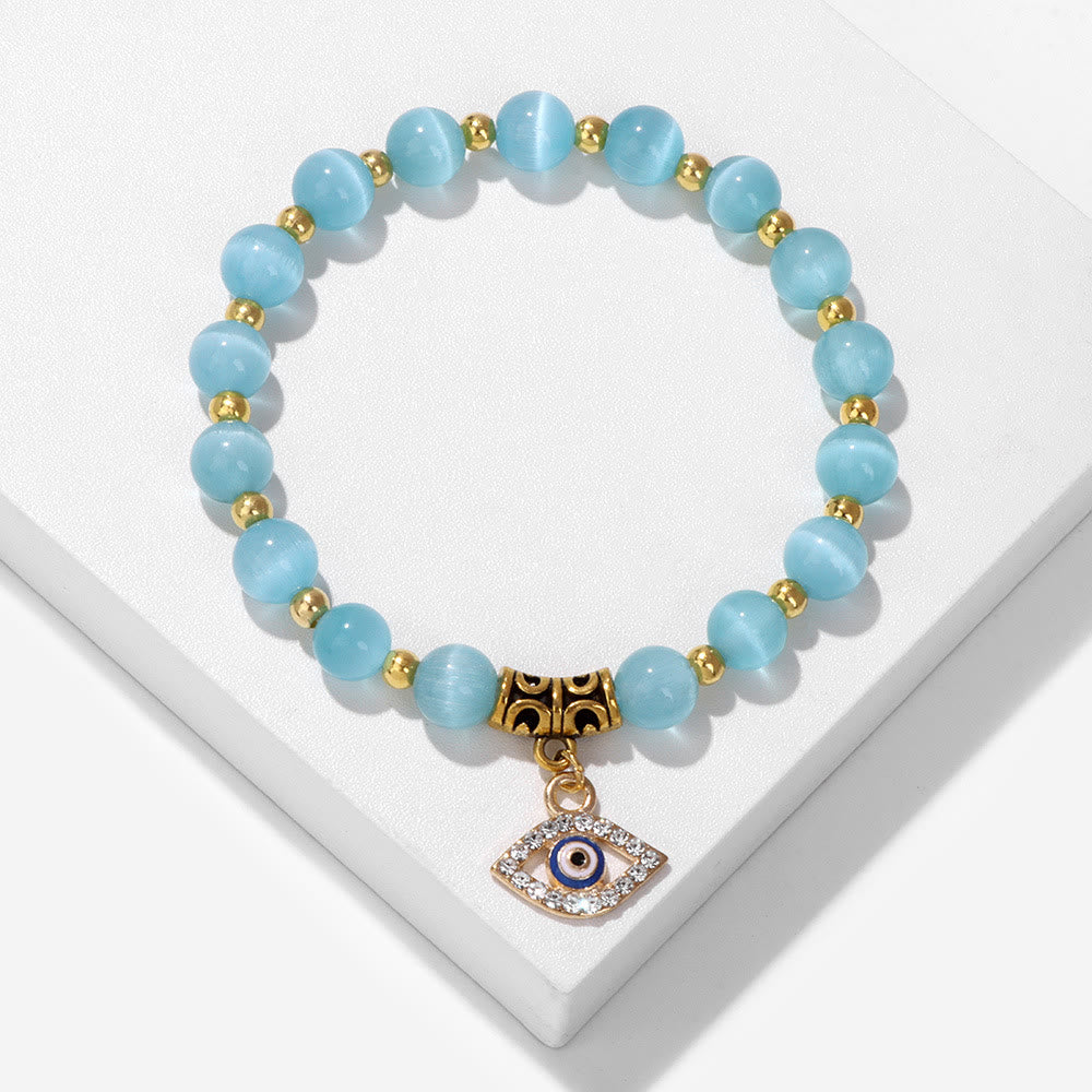 Bracelet pendentif mauvais œil en perles de pierre naturelle Olivenorma