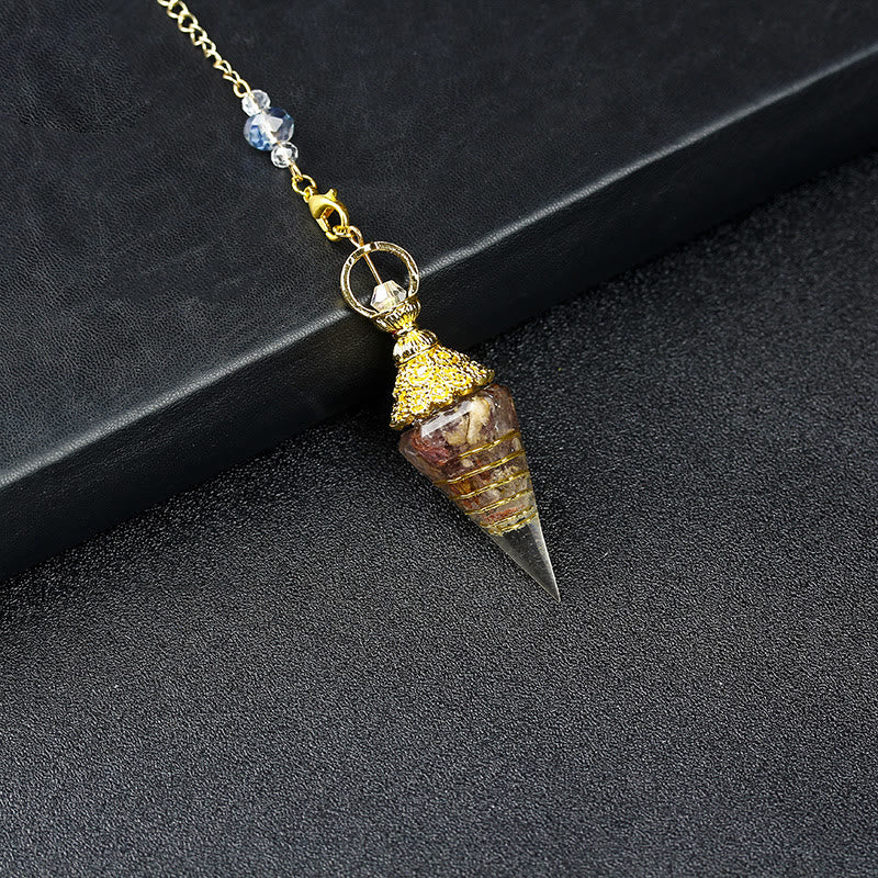 Pendule pyramidale hexagonale en cristal résineline naturelle Olivenorma